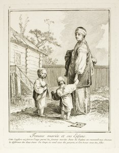 Donna sposata e i suoi figli, tavola cinque da Divers Habillements des Peuples du Nord da Jean Baptiste Le Prince