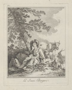 La giovane pastorella, tavola due da Divers Habillements des Peuples du Nord, 1765 da Jean Baptiste Le Prince