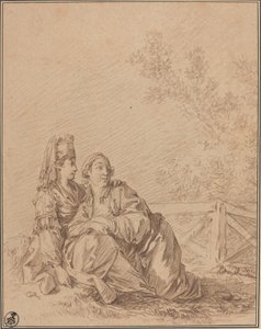 Due russi seduti nel paesaggio da Jean Baptiste Le Prince