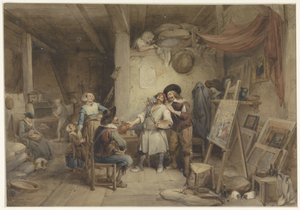 Adriaen Brouwer con il suo allievo J. van Craesbeek da Jean Baptiste Madou