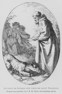 Il lupo di Gubbio ai piedi di San Francesco d