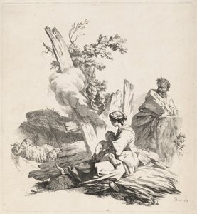 Riposo durante la fuga in Egitto da Jean Baptiste Marie Pierre