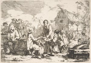 Piazza del Mercato del Villaggio, XVIII secolo da Jean Baptiste Marie Pierre