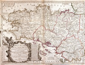 Mappa della Bretagna (Francia) da Jean Baptiste Nolin