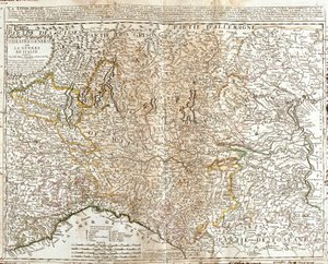 Mappa della Lombardia (Italia) da Jean Baptiste Nolin