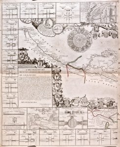 Mappa del Canal du Midi, con i suoi acquedotti da Jean Baptiste Nolin