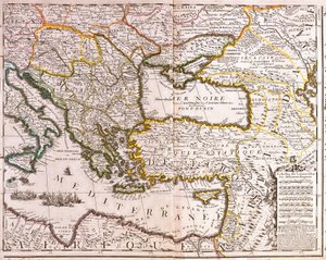 Mappa del Mediterraneo Orientale e dei paesi del Mar Nero, Turchia e province dell