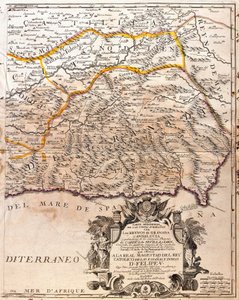 Mappa della provincia di Granada (Spagna) da Jean Baptiste Nolin