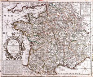 Mappa del Regno di Francia da Jean Baptiste Nolin