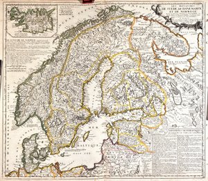Mappa dei regni di Norvegia, Svezia e Danimarca da Jean Baptiste Nolin