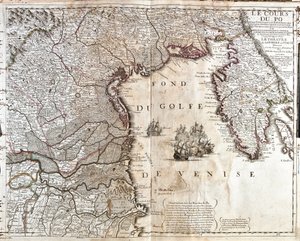 Mappa della foce del Po in Italia (incisione) da Jean Baptiste Nolin