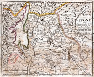 Mappa del territorio di Verona (Veneto, Italia) da Jean Baptiste Nolin