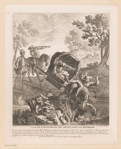 Carrozza con cavalli cade in acqua da Jean Baptiste Oudry