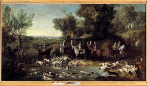 Re Luigi XV caccia cervi nella foresta di Saint Germain nel 1730 da Jean Baptiste Oudry