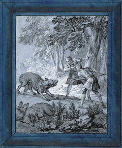 Uomini che attaccano i lupi ("Rien de Trop III") da Jean Baptiste Oudry