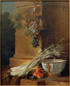 Natura morta con frutta, sedano e una coppa di porcellana da Jean Baptiste Oudry