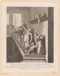 Ragotin con due dame su una scala da Jean Baptiste Oudry