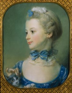 La bambina con il gatto (Ritratto di Mlle Huquier) da Jean Baptiste Perronneau