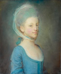 Ritratto di una giovane donna con un fazzoletto di garza a righe da Jean Baptiste Perronneau