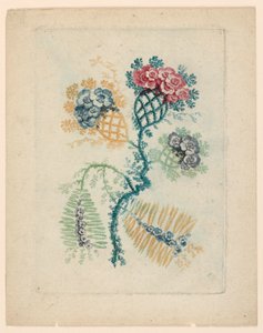 Motivo floreale fantastico da Nouvelle Suitte de Cahiers de Fleurs Idéales da Jean Baptiste Pillement
