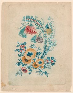 Motivo floreale fantastico da "Nouvelle Suitte de Cahiers de fleurs idéales" da Jean Baptiste Pillement