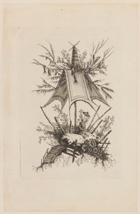 Figura sotto tenda, da "Recueil des Tentes Chinoises" da Jean Baptiste Pillement