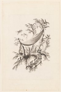 Figura sotto tenda, da "Recueil des Tentes Chinoises" da Jean Baptiste Pillement