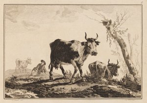 Tavola 5, "Cahier de Six Feuilles de Boeufs et Vaches" da Jean Baptiste Pillement