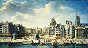 Una piazza sulle rive della Senna a Parigi da Jean Baptiste Raguenet