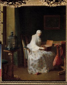 La serinette o dama che varia i suoi divertimenti Dipinto di Jean Baptiste Simeon Chardin (1699-1779) XVIII secolo