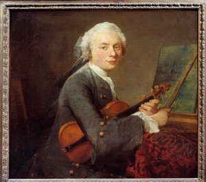 Il giovane uomo con il violino o ritratto di Charles Théodose Godefroy (1718-1796). Dipinto di Jean-Baptiste-Siméon Chardin da Jean Baptiste Simeon Chardin