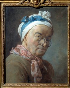 Autoritratto con gli occhiali. Dipinto di Jean Baptiste Simeon Chardin (1699-1779). 1771. Dim. 0.459 x 0.375 m. da Jean Baptiste Simeon Chardin