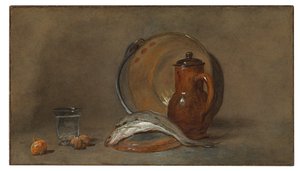 Natura morta con pesce e pentola di rame da Jean Baptiste Simeon Chardin