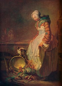 Donna con gattino, XVIII secolo