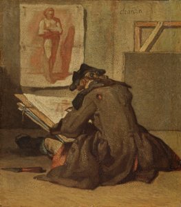 Giovane studente che disegna