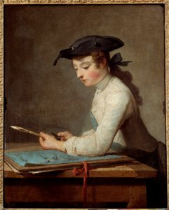 Giovane disegnatore che tempera la matita da Jean Baptiste Simeon Chardin