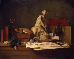 Francese:  Natura morta con attributi delle arti Natura morta con attributi delle arti da Jean Baptiste Simeon Chardin