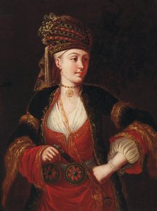 Una signora, tre quarti di lunghezza, in costume orientale da Jean Baptiste Vanmour