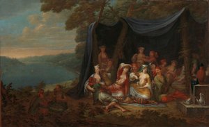 Fête champêtre con cortigiani turchi sotto una tenda