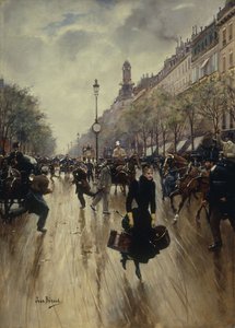 Le quattro del pomeriggio al Carrefour Drouot e al Grand Boulevard, c.1895 da Jean Beraud