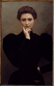Meditazione Una giovane donna pensierosa vestita alla moda Belle Epoque da Jean Beraud