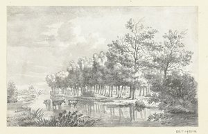 Paesaggio con mucche guadanti