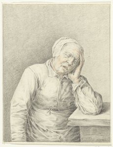 Vecchia donna addormentata, con la testa nella mano da Jean Bernard