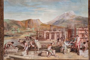 Bacco con gli architetti che pianificano la costruzione di Nisa da Jean Boulanger