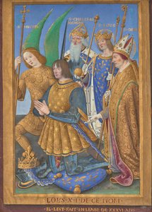 Luigi XII di Francia in Preghiera, Accompagnato dai Santi Michele, Carlo Magno, Luigi e Dionigi da Jean Bourdichon