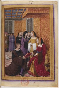 Miniatura di dedica del Viaggio di Genova da Jean Bourdichon