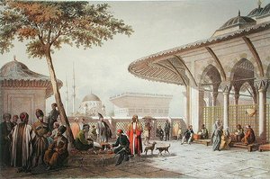 Interno del cortile della Moschea Top-Hani, illustrazione da 