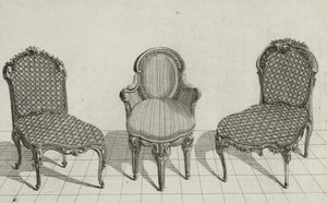 Chaise de Canne, Fauteuil en Cabriolet, Chaise de Canne, pubblicato a metà degli anni 1770 da Jean Charles (after) Delafosse