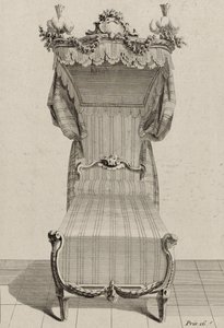 Lit à la Française, pubblicato a metà degli anni 1770 (incisione su carta vergata) da Jean Charles (after) Delafosse