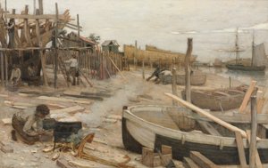 Il cantiere navale, c. 1875 da Jean Charles Cazin